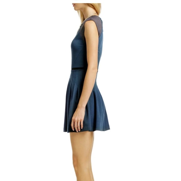 Rebecca Taylor Work Hard Play Hard Mini Pleated Skirt Dress Teal/Gray Size 4 EUC - Picture 3 of 10